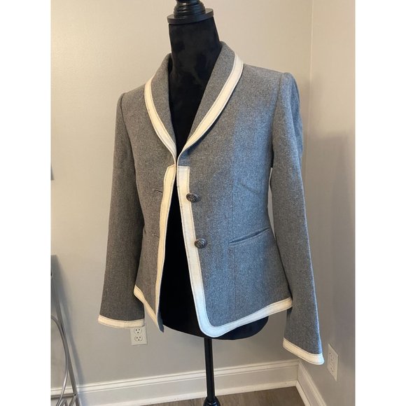 Chelsea & Theodore Grey Wool Blend Blazer Jacket Sz 2 - Picture 6 of 10